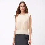 Ellyndale Pleating Sleeveless Chiffon Flow Top in Almond OS