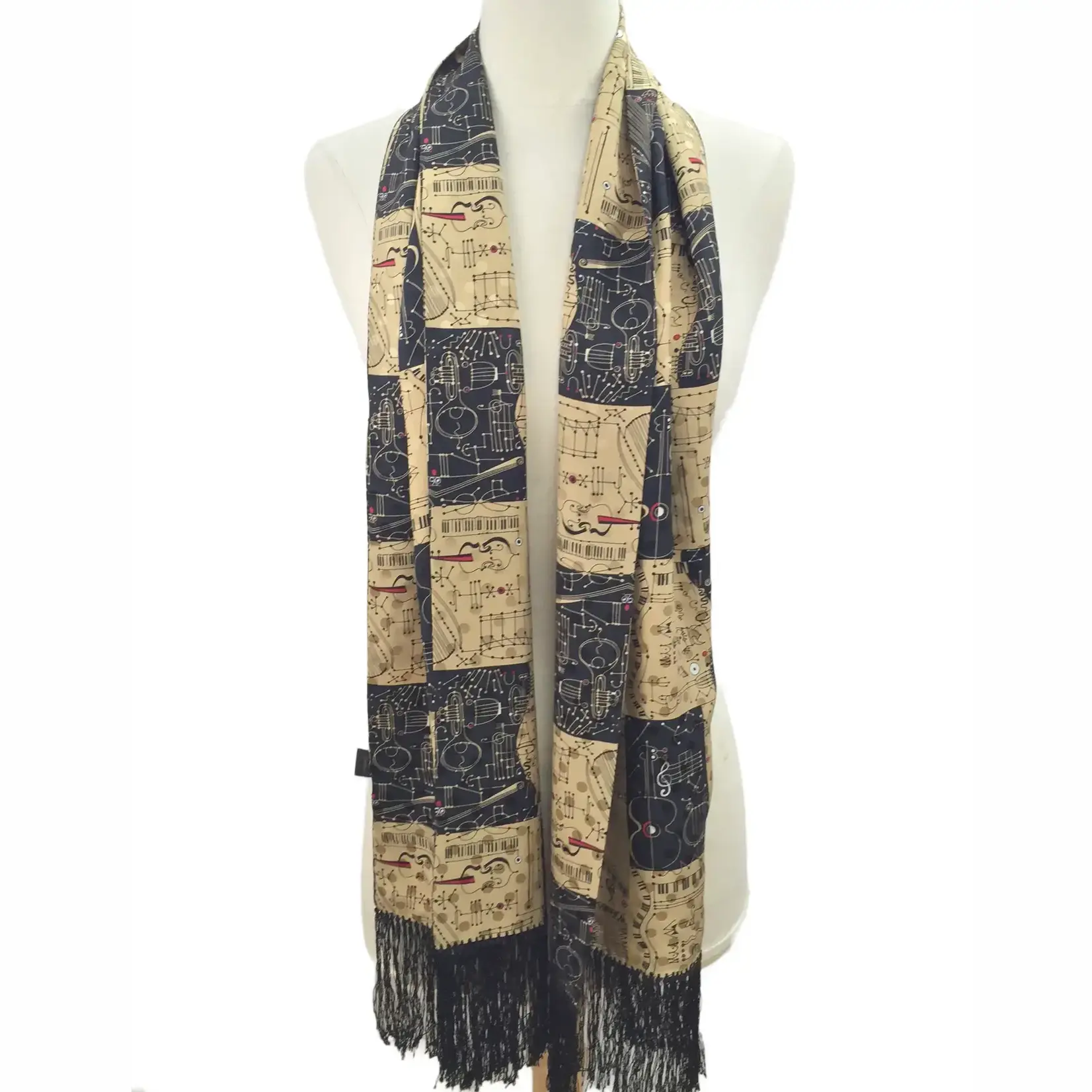 Silk Fringed Music Scarf
