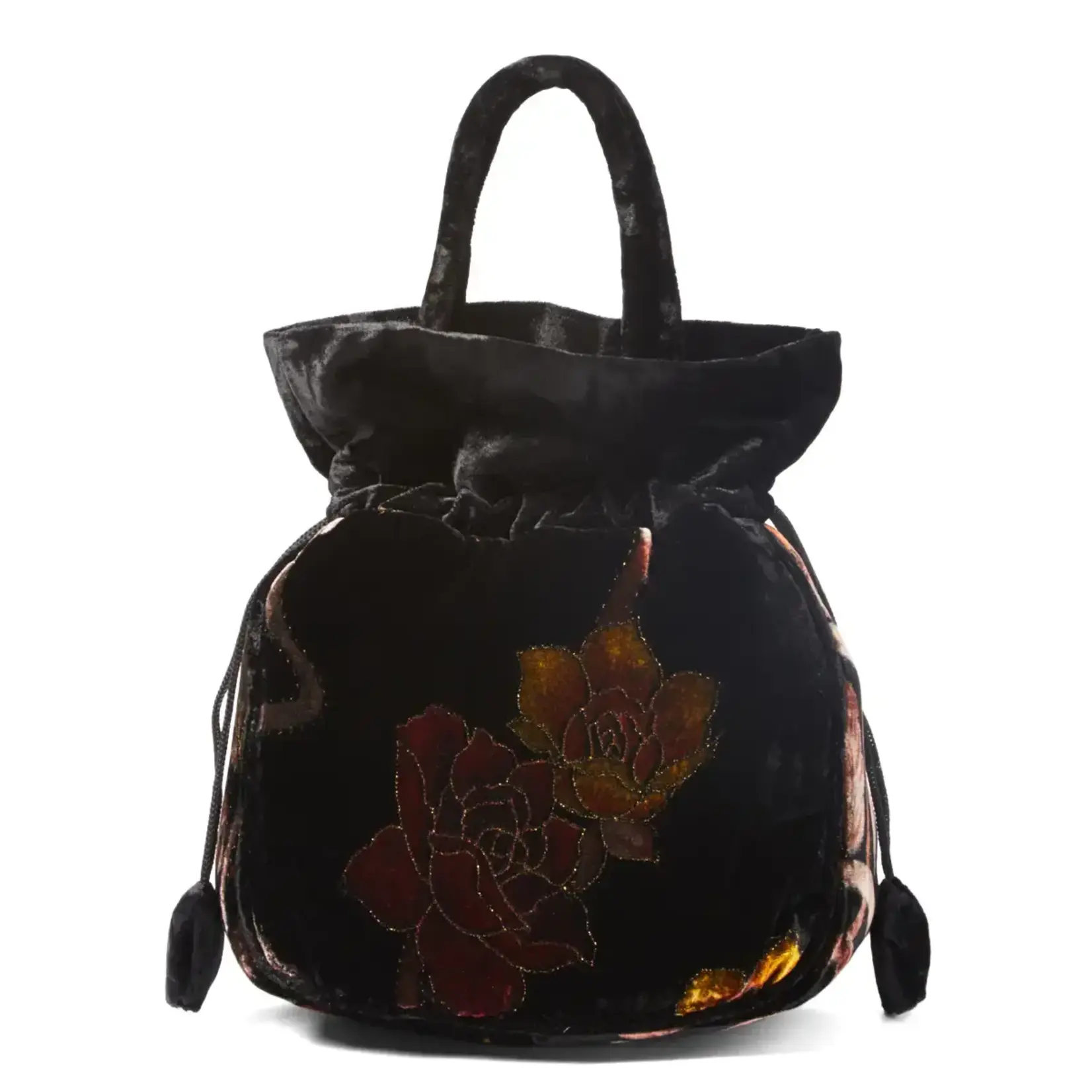 Silk & Velvet Floral Drawstring Pouch