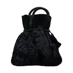 Silk & Velvet Black Burnout Drawstring Pouch