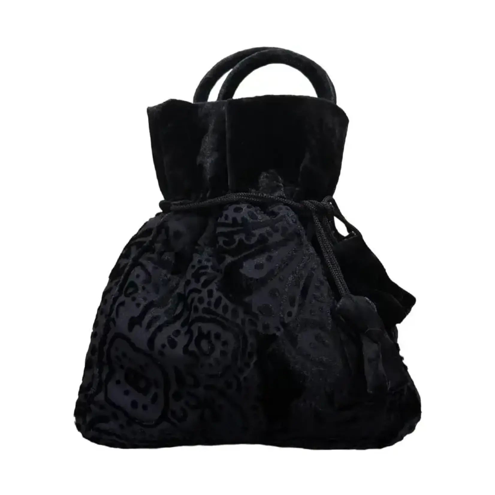 Silk & Velvet Black Burnout Drawstring Pouch