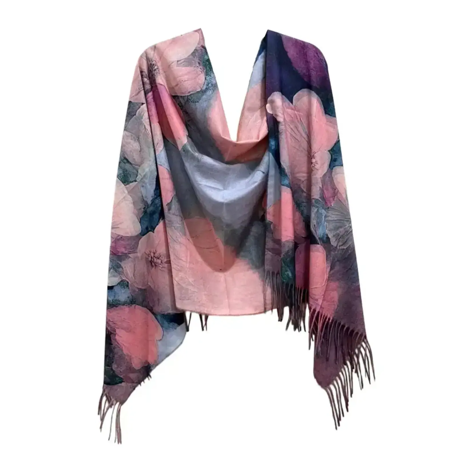 Watercolor Pink Floral Shawl/Scarf
