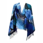 Watercolor Blue Floral Shawl/Scarf