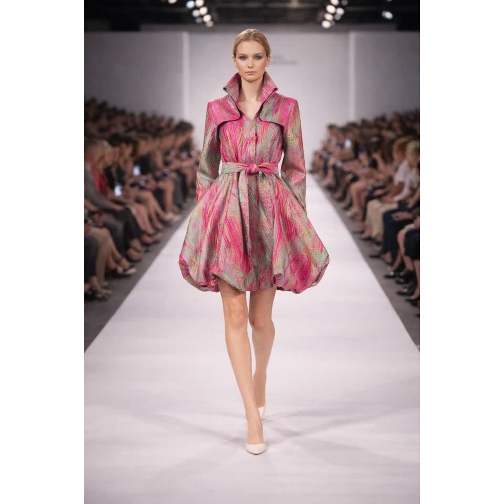 Samuel Dong Jacquard Bubble Coat Dress