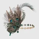 Babeyond Vintage Rhinestone Peacock Feather Headpiece