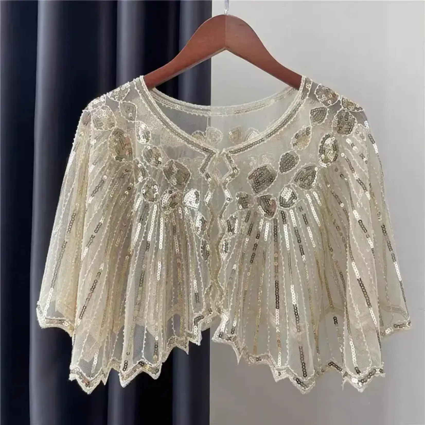 Lace Sequin Shawl – Dress Cover Ivory5