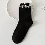 Pearl Ornament Cotton Crew Sock