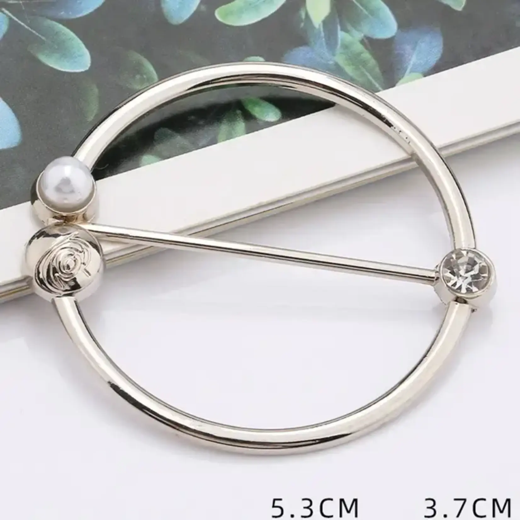 Simple Silver Scarf Ring with Pearls