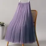 Solid Cstic-Waist Tulle A-Line Skirt Light Purple Medium