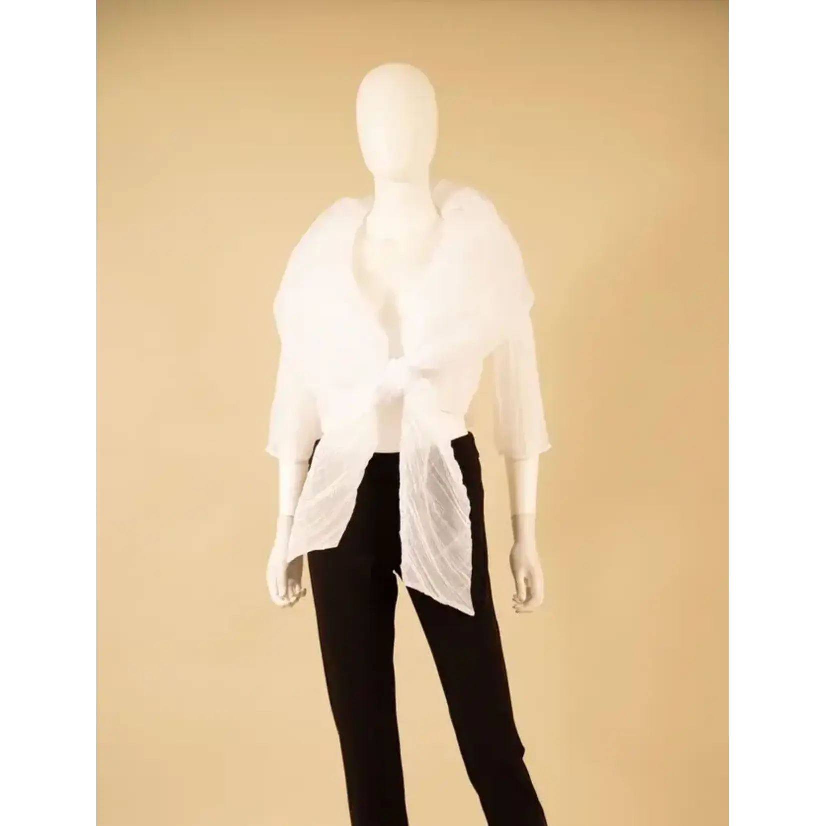 Samuel Dong Bolero Crinkle Top in White 2
