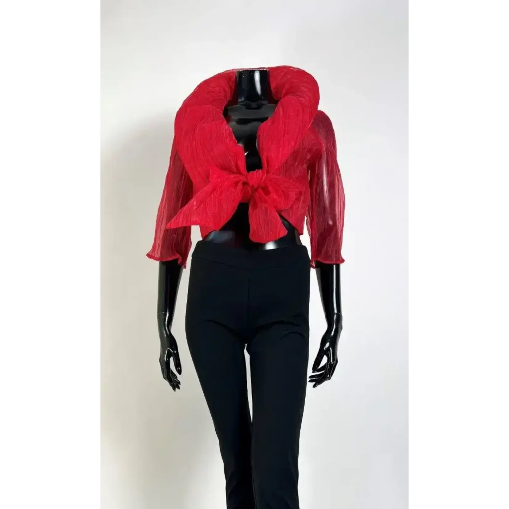 Samuel Dong Bolero Crinkle Top in Red