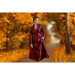 Samuel Dong Jacquard Twist Front Tie Coat/Dress in  Red/Black