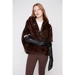 Faux Fur Leopard ShortSlv Jacket in Chestnut
