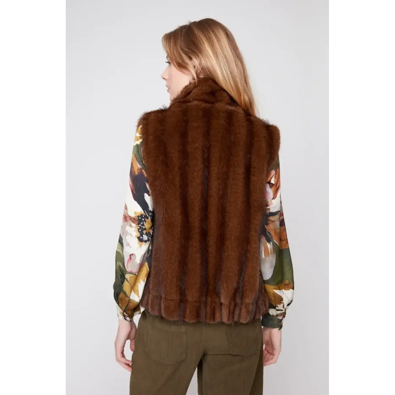 Mink Look Faux Fur Vest w/Pockets