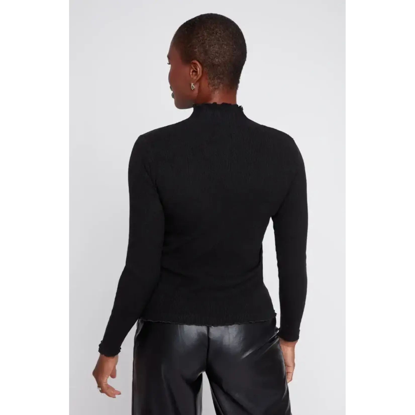 Merrow Edge Textured Knit Sweater in Black