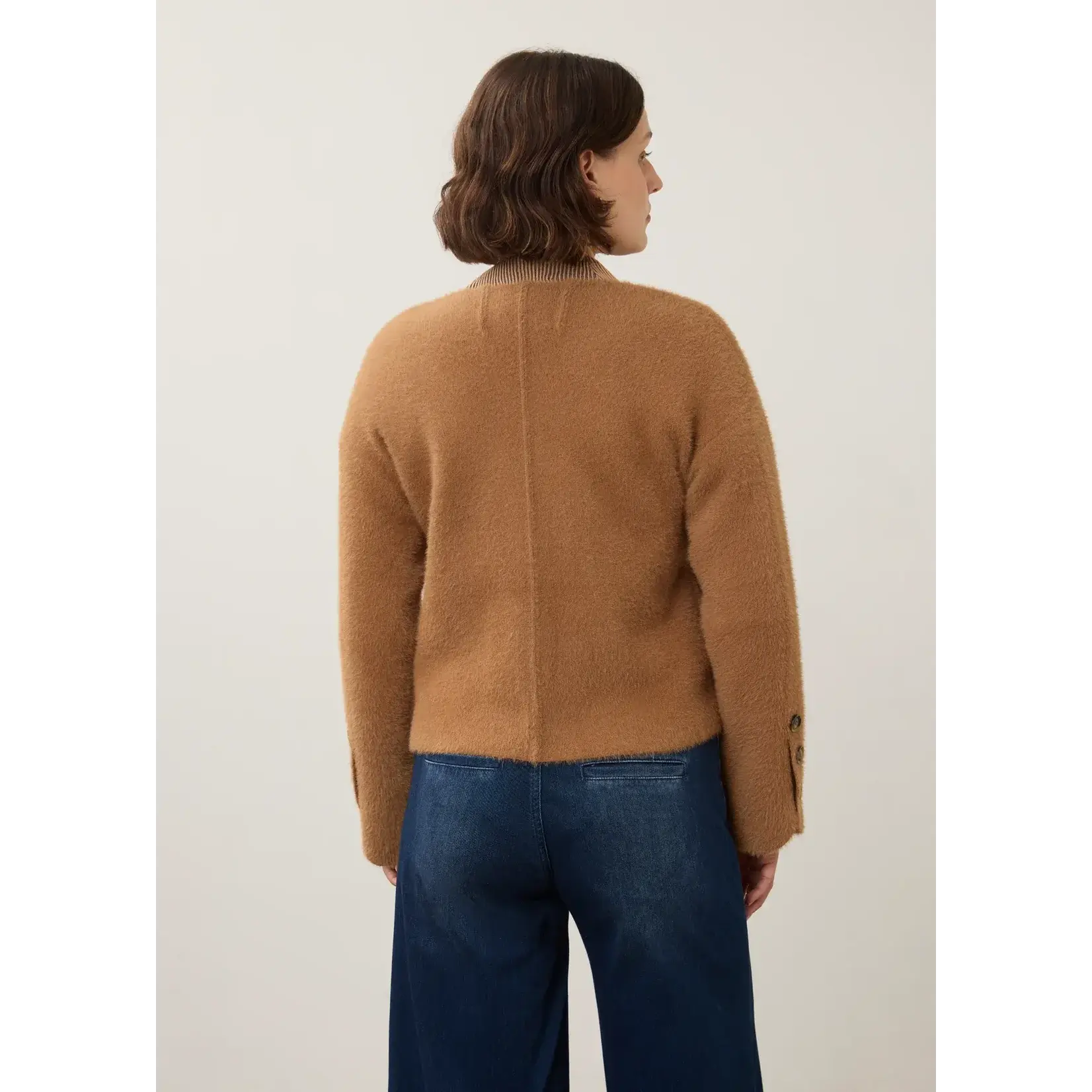 FDJ Collarless Knit Jacket in Camel