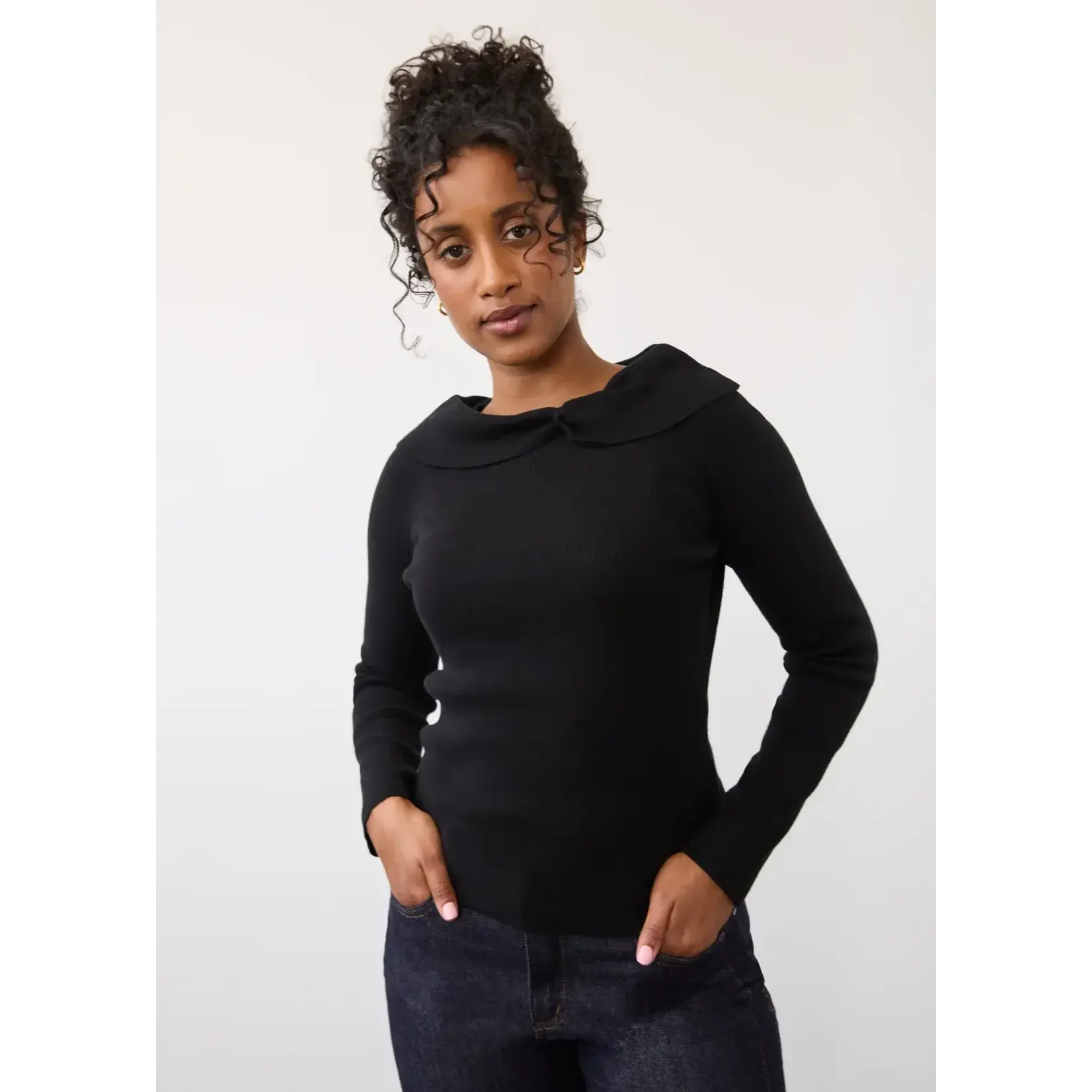 FDJ Boat Neck Sweater in Black