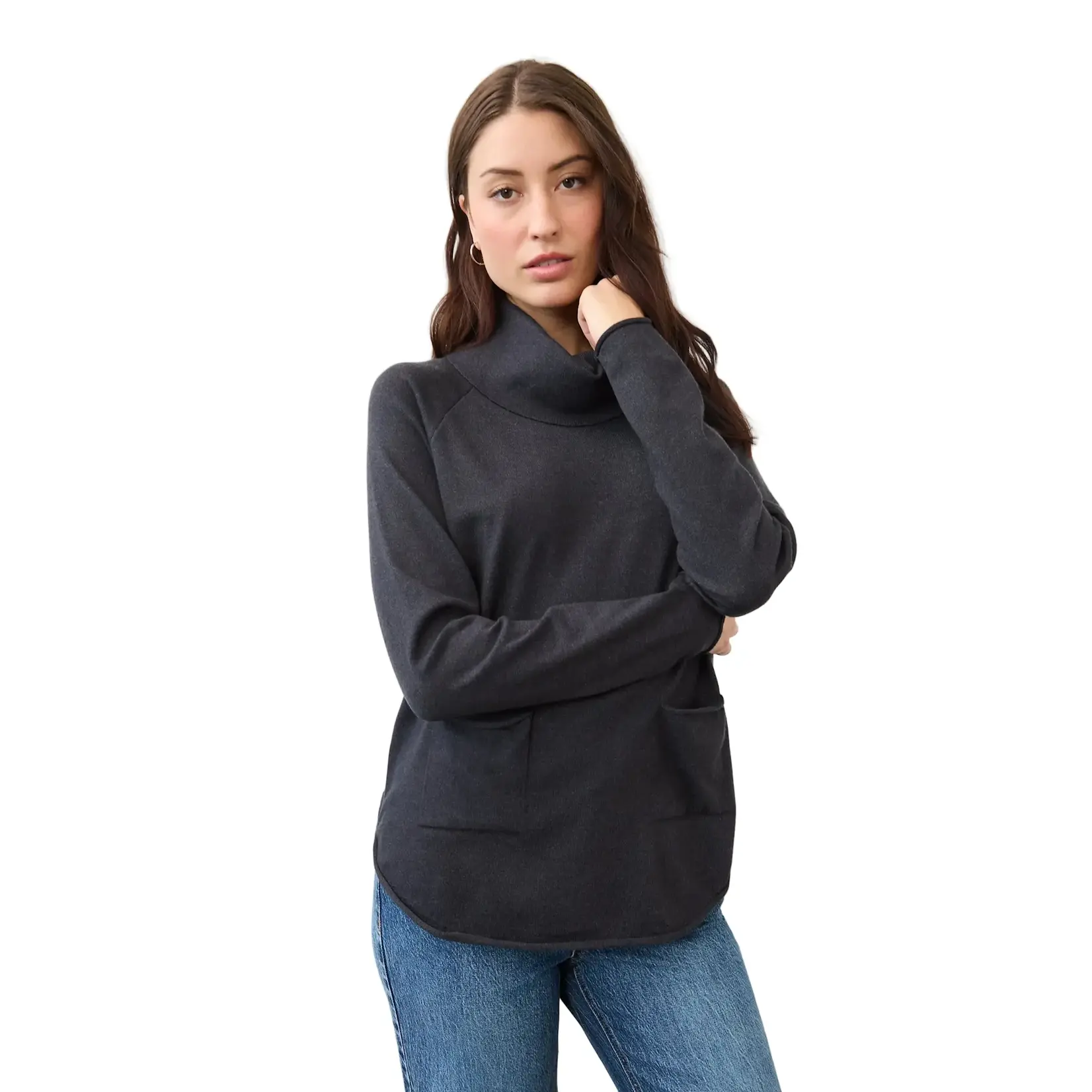 FDJ Cowl Neck Sweater in Blk Heather