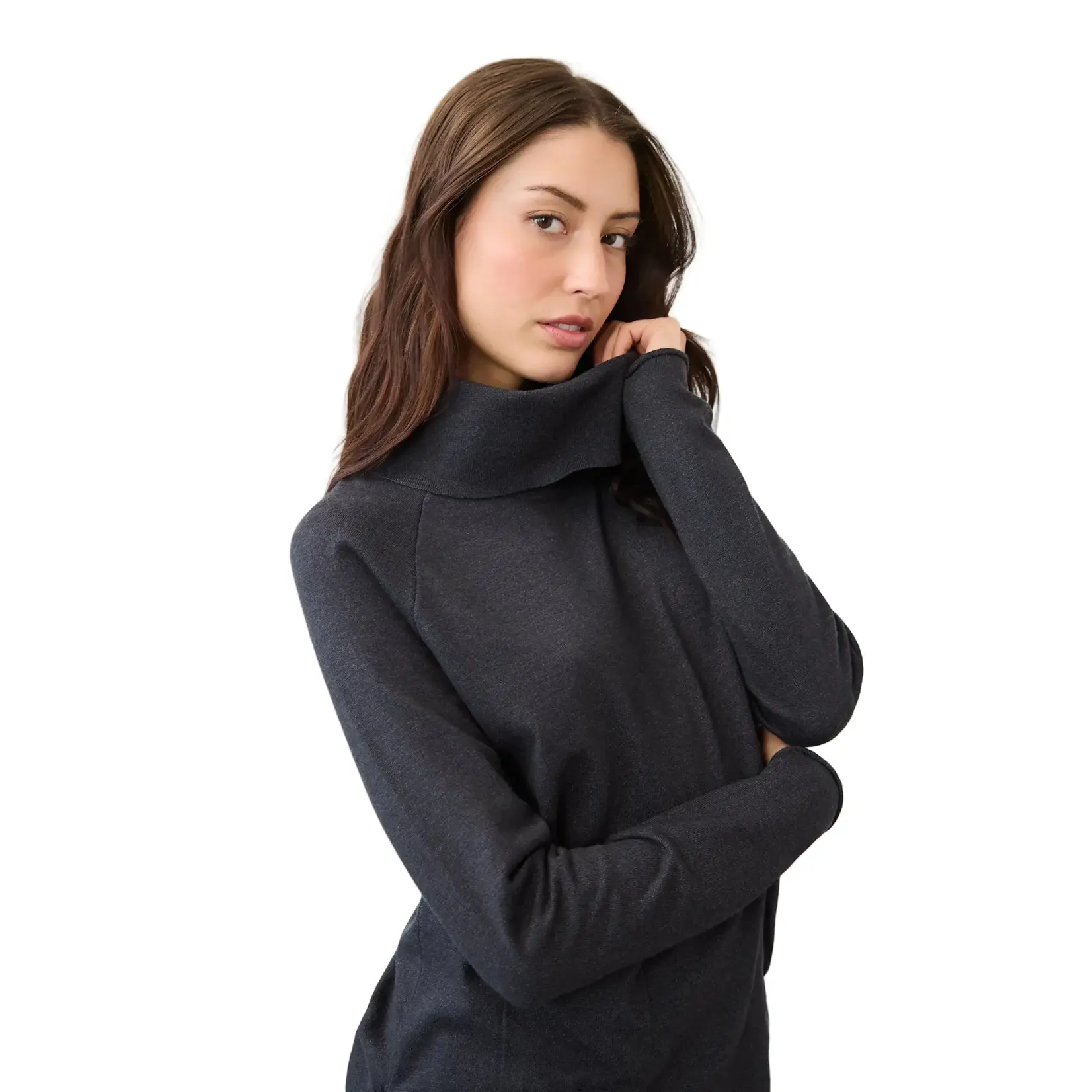 FDJ Cowl Neck Sweater in Blk Heather