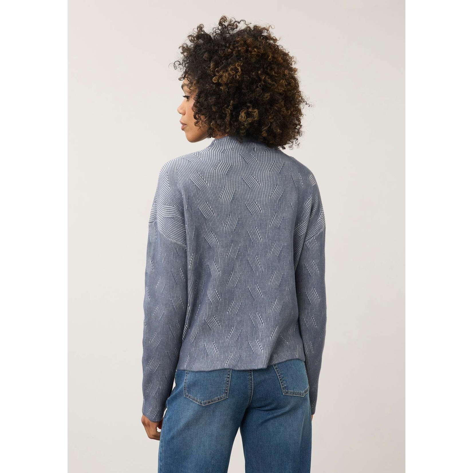 FDJ Long Sleeve Funnel Neck Sweater in Storm Cloud-Light Gray