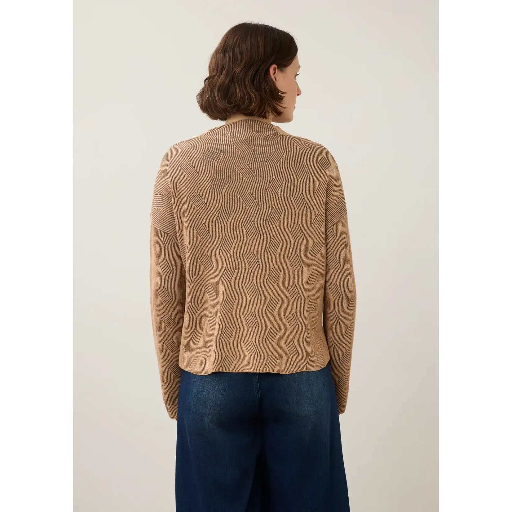 FDJ Long Sleeve Funnel Neck Sweater in Tan/Stone/Gray