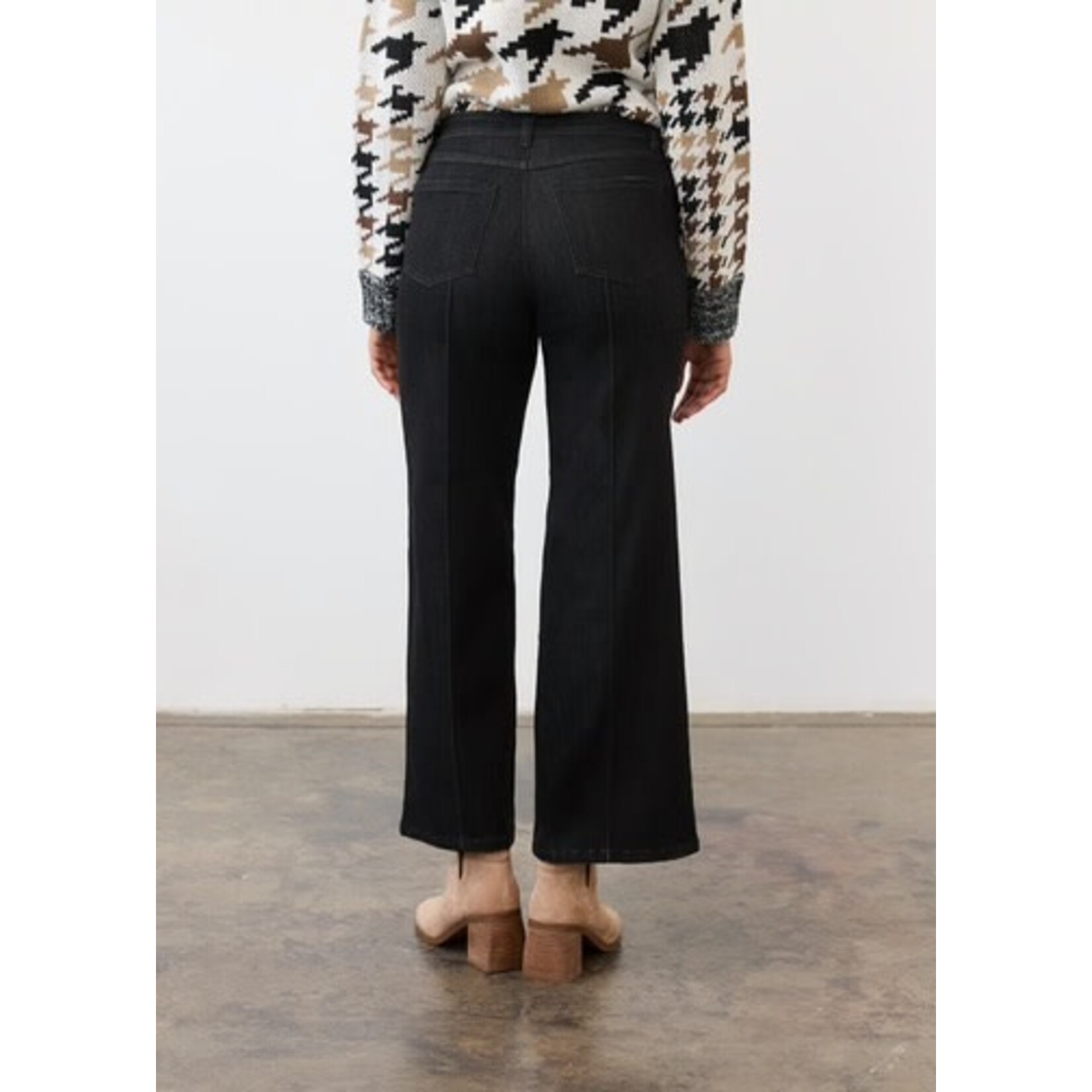 FDJ Olivia Pintuck Wide Leg Jean in Deep Black