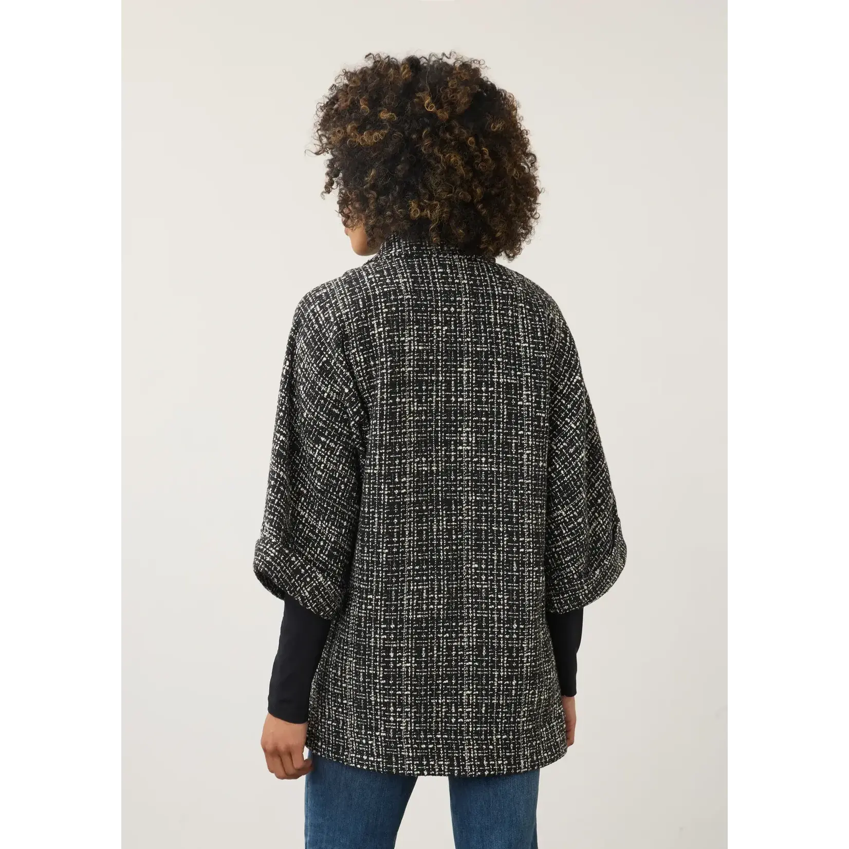 FDJ Tweed Elbow Sleeve Jacket in Black/Ivory