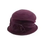 Jeanne Simmons Boiled Wool Ribbed Hat w/Rose in Purple