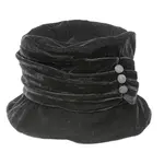 Jeanne Simmons Velvet Ribbed Bucket w/Buttons in Black