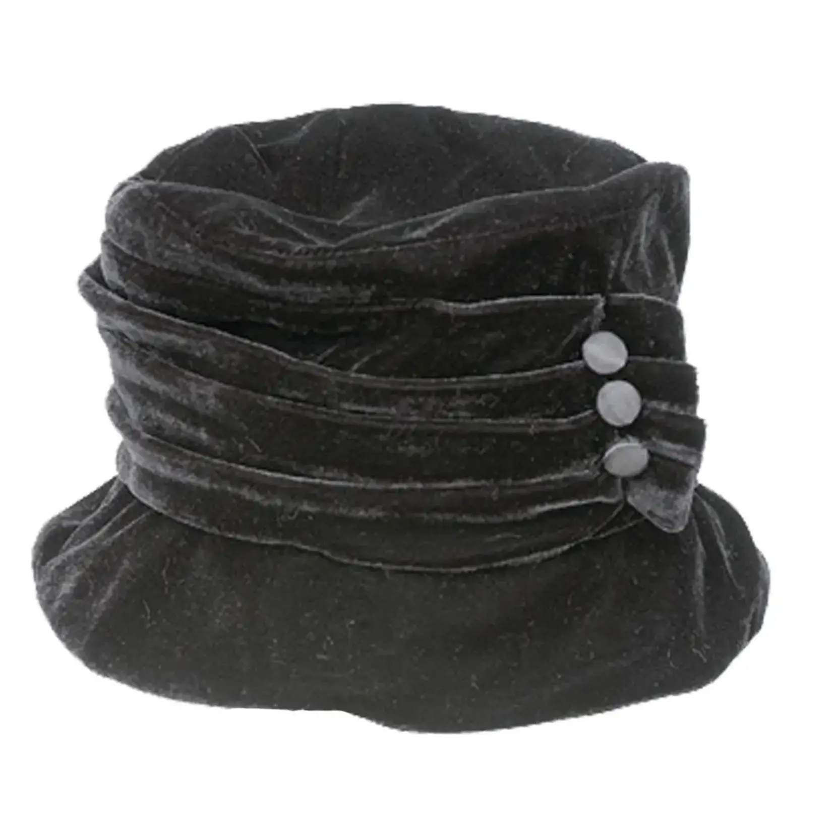 Jeanne Simmons Velvet Ribbed Bucket w/Buttons in Black