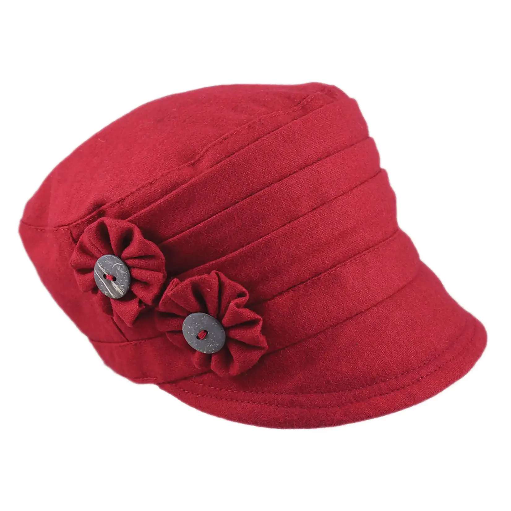 Jeanne Simmons Red Cap w/Two Trimmed Buttons