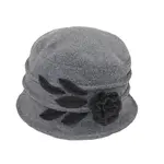 Jeanne Simmons Grey Polar Fleece Cloche w/Contrast Rose&Leaves in Blk