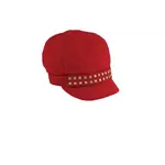 Jeanne Simmons Red Wool Blend Newsboy Cap w/Studs