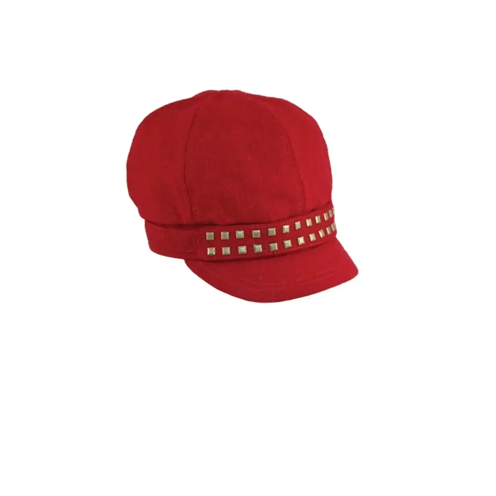 Jeanne Simmons Red Wool Blend Newsboy Cap w/Studs