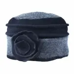 Wool Gray Cuff Hat w/Black Rose