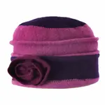 Wool Pink Cuff Hat w/Plum Rose