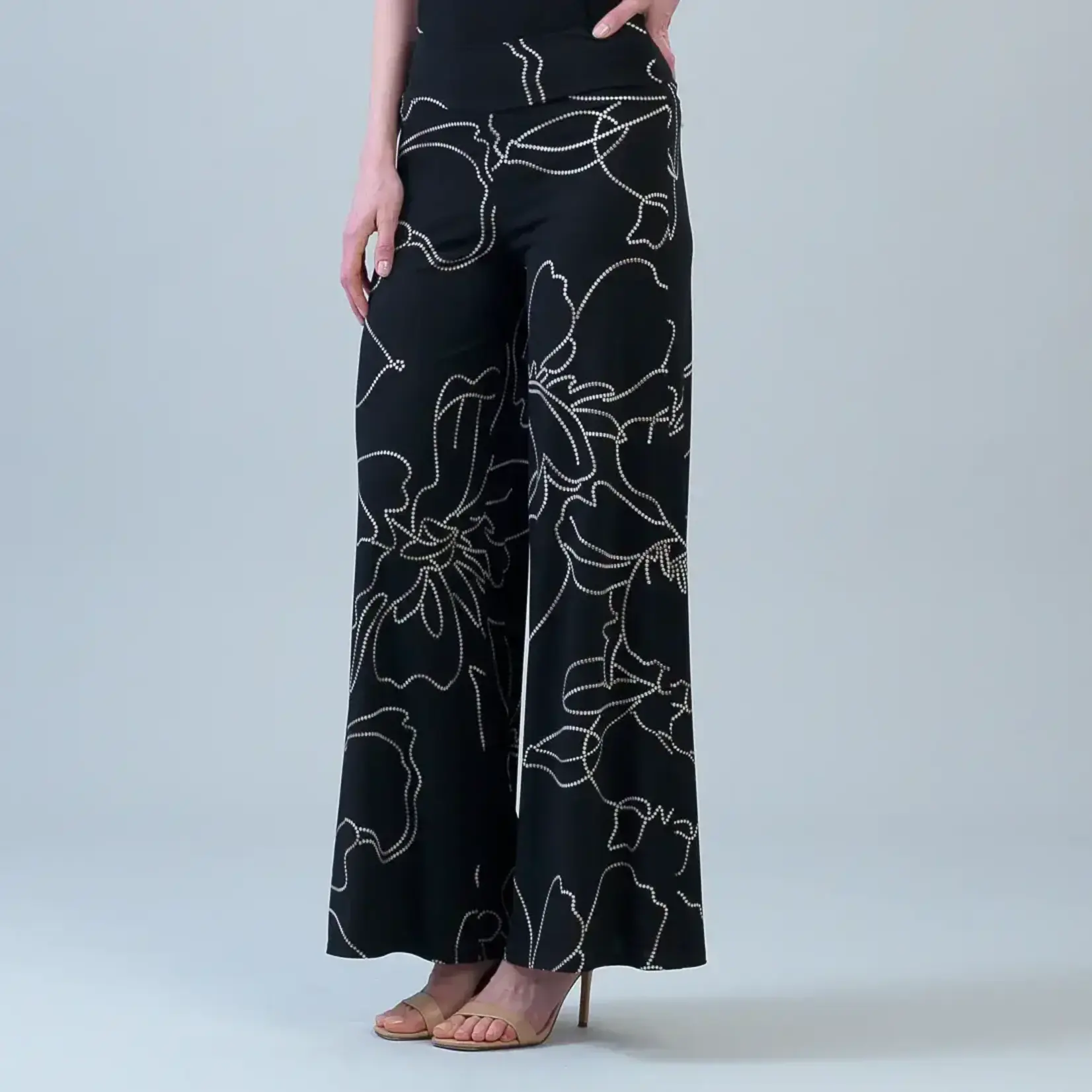 Clara Sunwoo Floral Foiled Outline Soft Knit Palazzo Pant