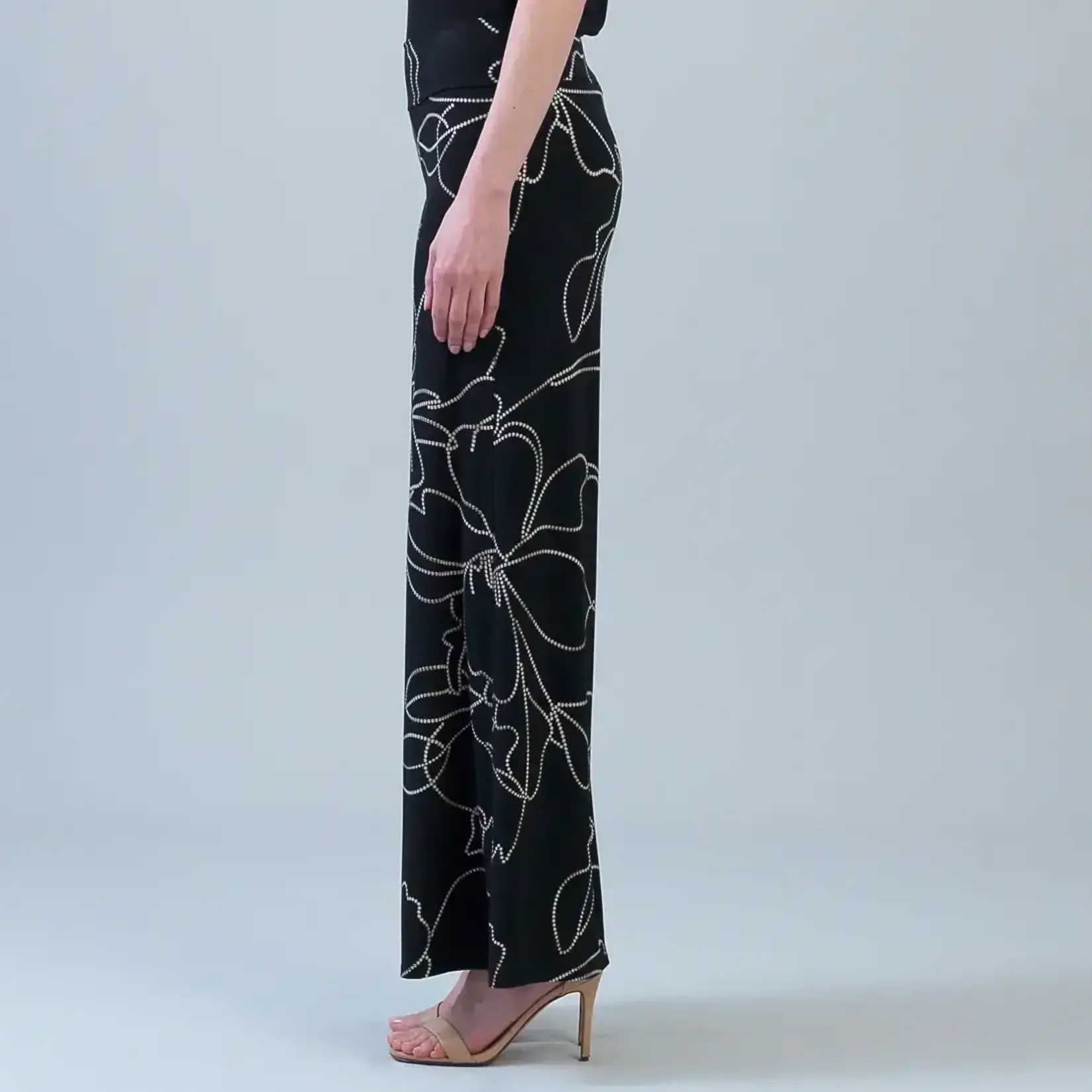 Clara Sunwoo Floral Foiled Outline Soft Knit Palazzo Pant