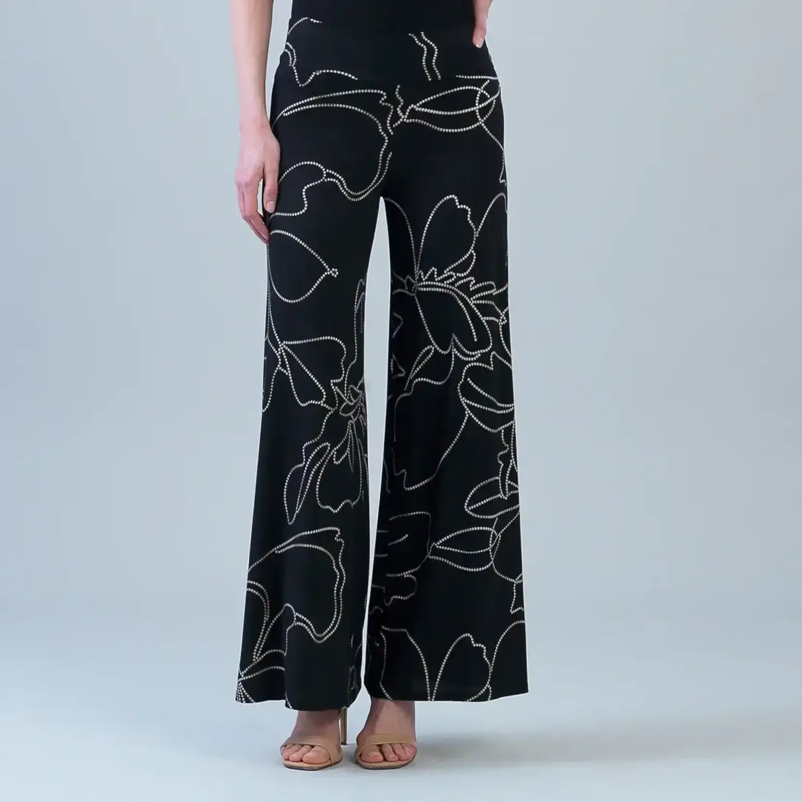 Clara Sunwoo Floral Foiled Outline Soft Knit Palazzo Pant