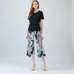 Clara Sunwoo Soft Knit 1/2 Sleeve Top W/ Stitch Overlay Detail Black