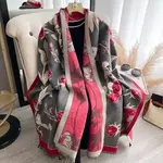 Winding River Red / Gray Wild Rose Reversible Wrap