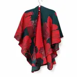 Winding River Red / Green Large Ginkgoes Reversible Loop Wrap
