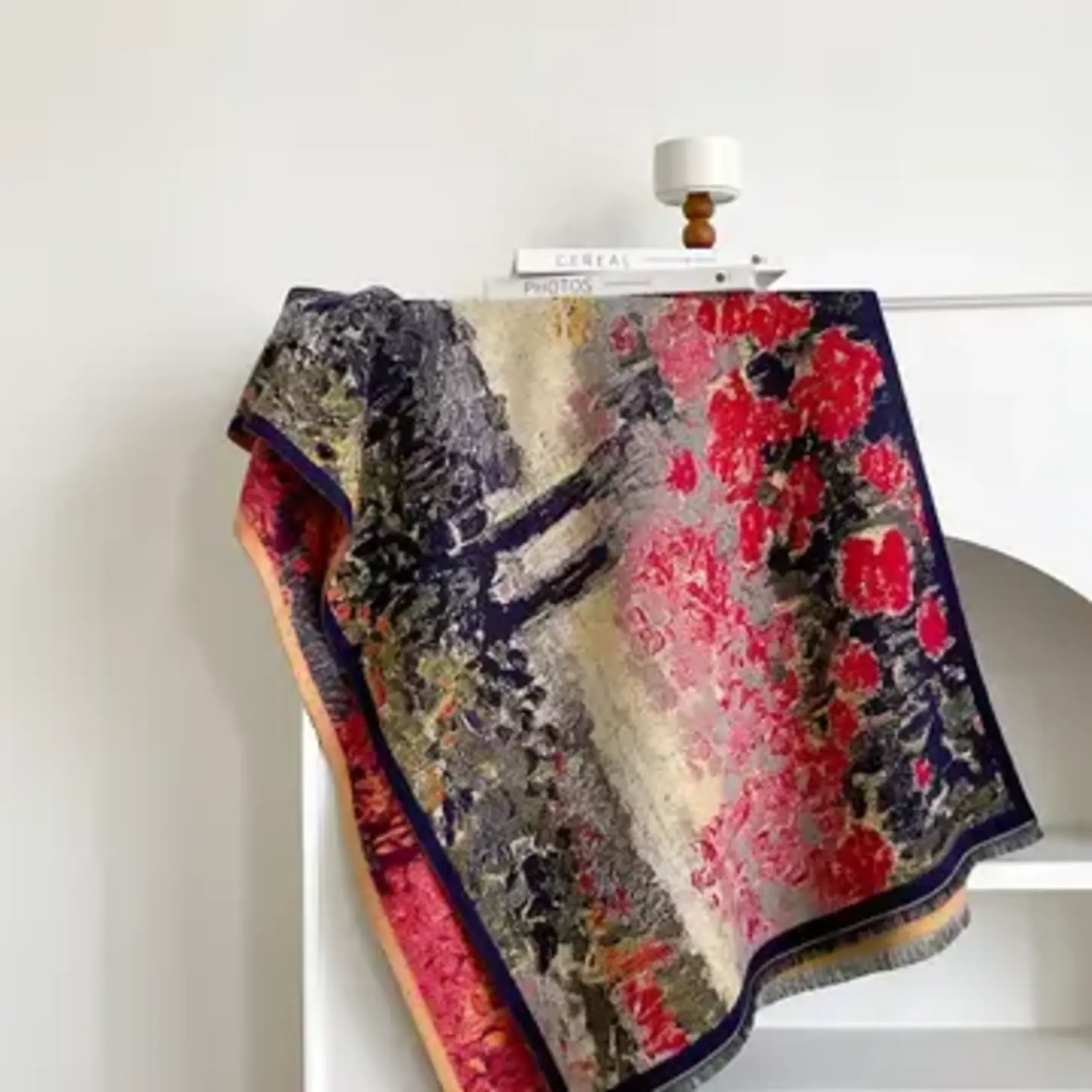 Winding River Navy / Red Abstract Floral Reversible Wrap