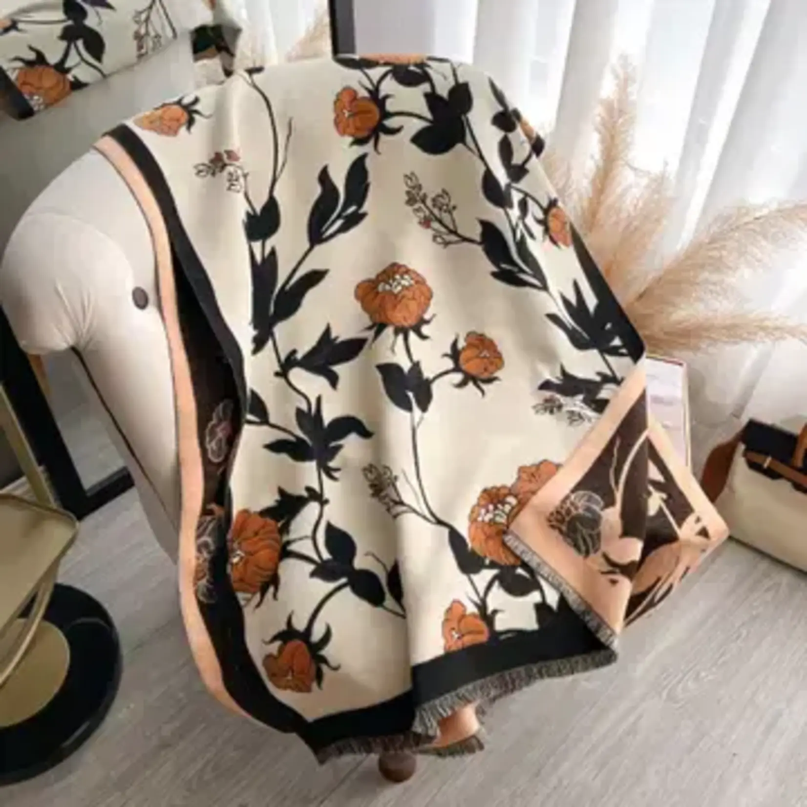 Winding River Orange / Black Wild Rose Reversible Wrap