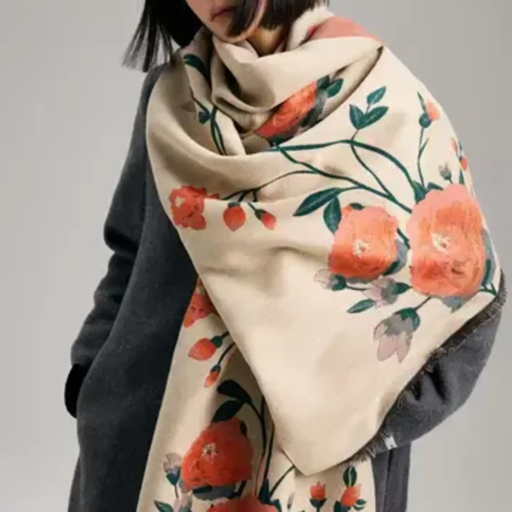 Winding River Orange / Green Blossom Reversible Wrap