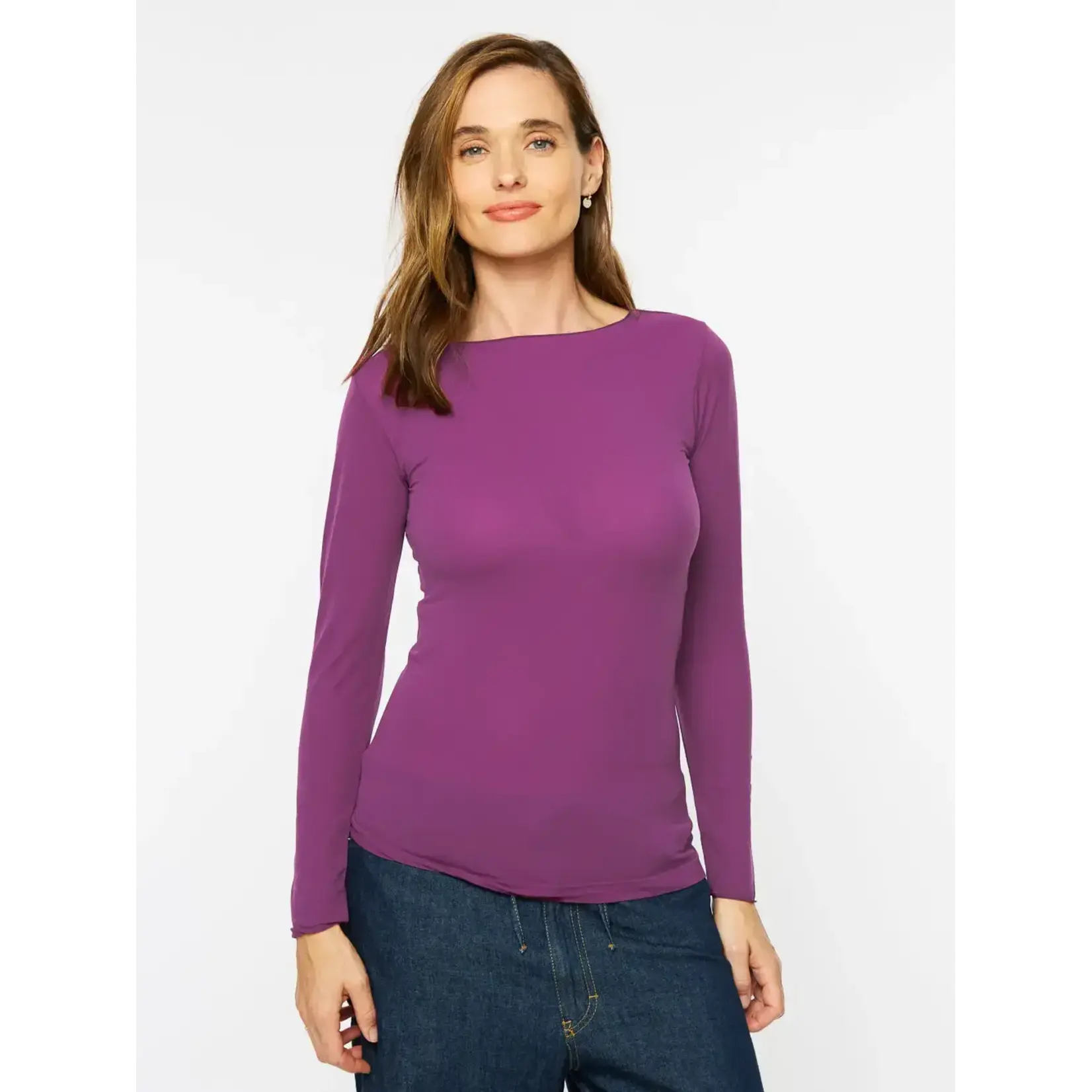 AMB Designs International Solid Raw Edge Second Skin Top  in Violet
