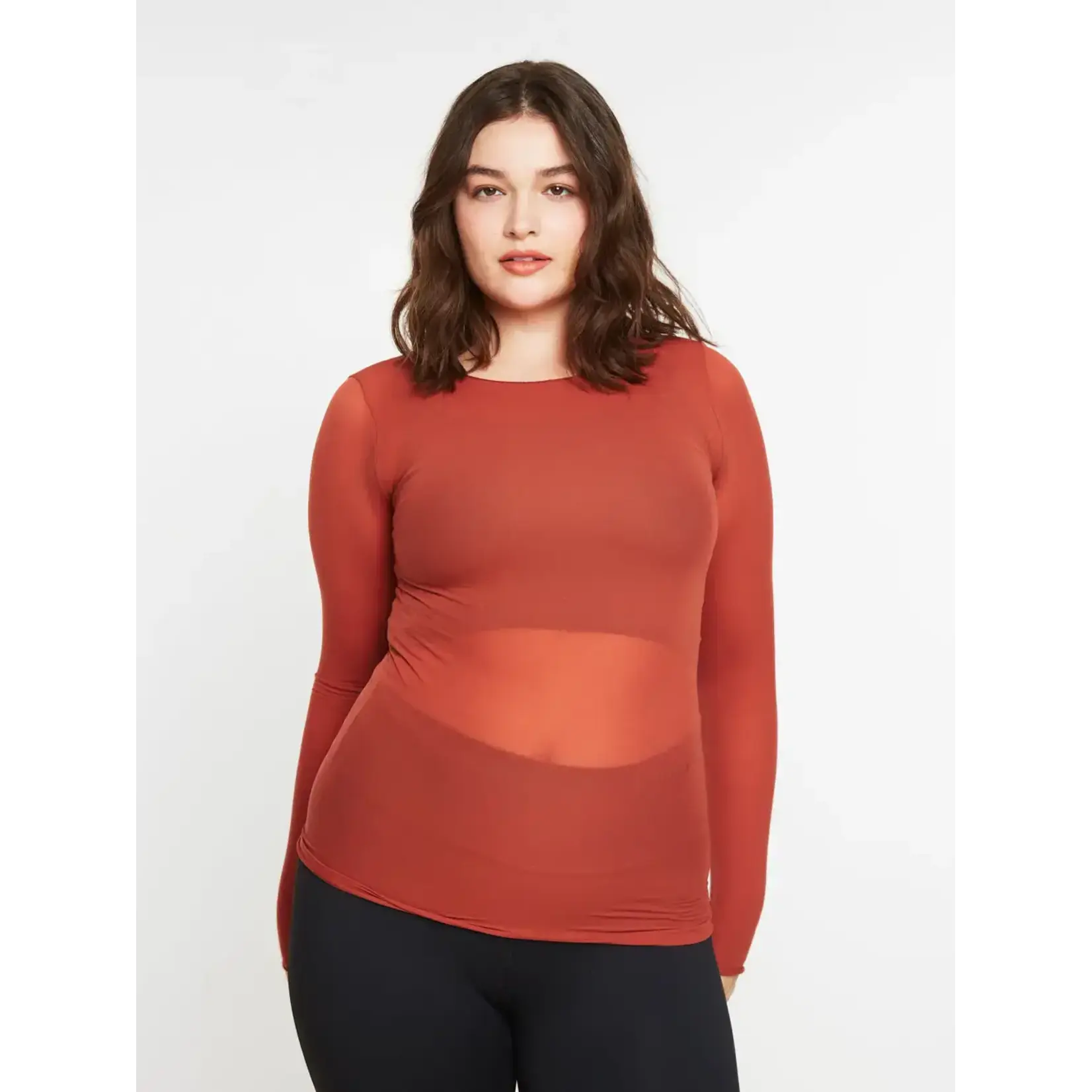 AMB Designs International Solid Raw Edge Second Skin Top  in Autumn Maple