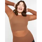 AMB Designs International Solid Raw Edge Second Skin Top  in Cocoa Brown