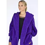 Nordic Beach Fuzzy Fleece Hooded Cardigan in Exotic Violet