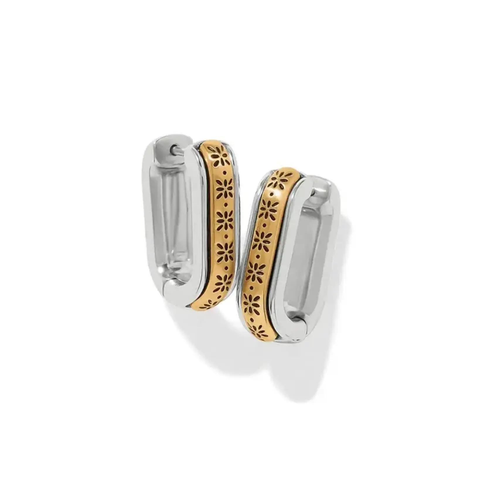 Brighton Mosaic Two Tone Hinged Hoop Earrings